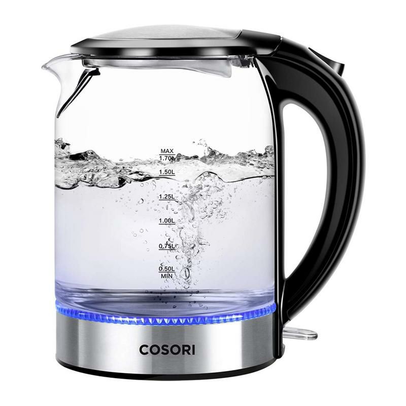 ガラス電気ケトル1.7LBPAフリーLEDライトCOSORIElectricKettle(BPA-Free),1.7LGlassWaterBoiler&TeaHeaterwithLEDIndicatorLight,AutoShut-Off&Boil-DryProtection,100%StainlessSteelInnerLid&Bottom家電