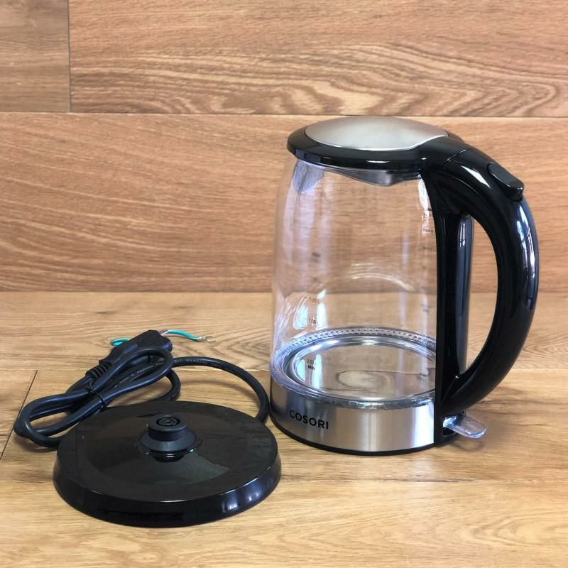 ガラス電気ケトル1.7LBPAフリーLEDライトCOSORIElectricKettle(BPA-Free),1.7LGlassWaterBoiler&TeaHeaterwithLEDIndicatorLight,AutoShut-Off&Boil-DryProtection,100%StainlessSteelInnerLid&Bottom家電