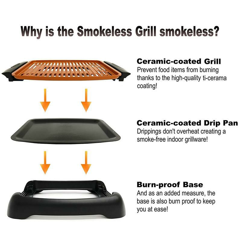 電気グリルラージインドアスモークレスセラミックプレート取り外し煙が少ないGOTHAMSTEELSmokelessElectricGrill,Griddle,andPitchfork,IndoorBBQandNonstickAsSeenOnTV(Large)家電