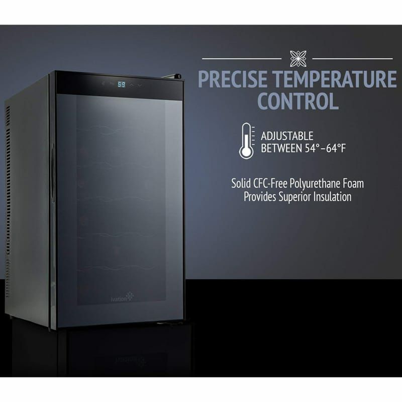 ワインクーラー最大18本静音スモークガラスドアIvation18BottleThermoelectricRedAndWhiteWineCooler/ChillerCounterTopWineCellarwithDigitalTemperatureDisplay,FreestandingRefrigeratorSmokedGlassDoorQuietOperationFridge家電