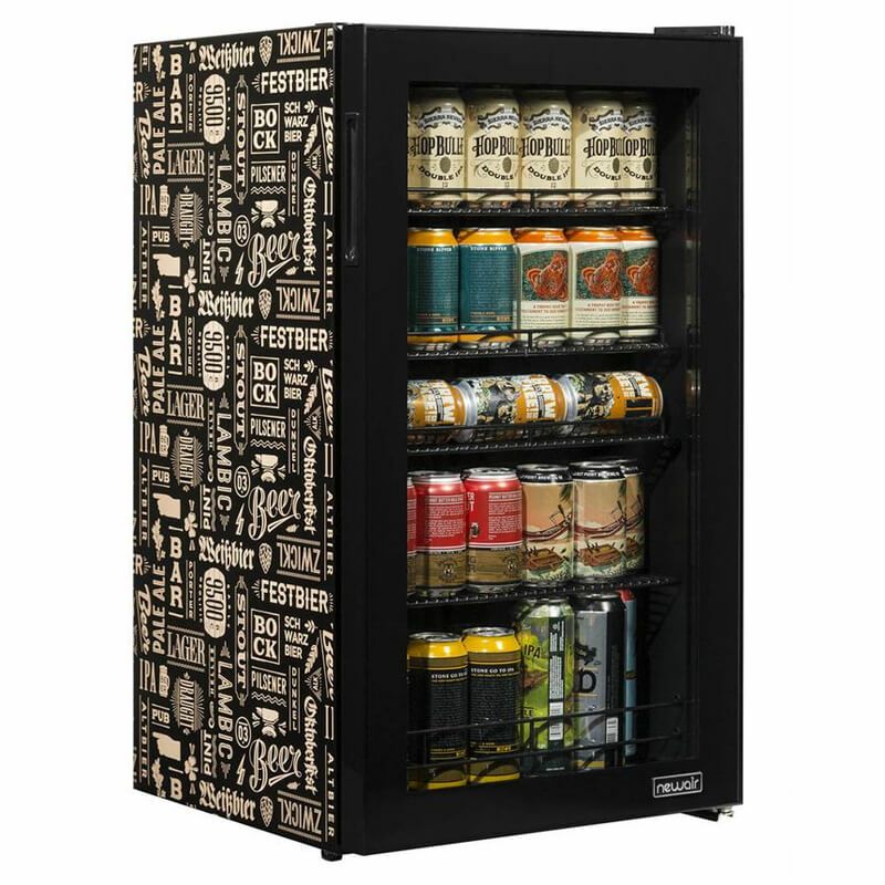 冷蔵庫ミニバーガラスドアおしゃれかっこいいオフィス事務所ホテル客室ニューエアービバレッジクーラー世界のビールデザイン126缶NewAir"BeersoftheWorld"CustomDesigned126-CanBeerFridgeAB-1200BC1家電