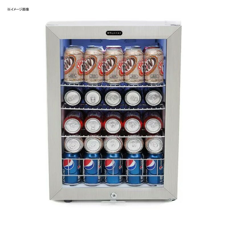 冷蔵庫90缶ワイヤーラック3段ステンレス鍵付きホワイトWhynterBR-091WS,90CanCapacityStainlessSteelBeverageRefrigeratorwithLock,White家電