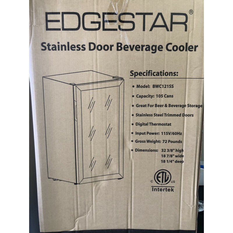 冷蔵庫ガラスドア棚4段最大105缶ステンレスホテル客室EdgeStarBWC121SS19InchWide105CanCapacityExtremeCoolBeverageCenter家電