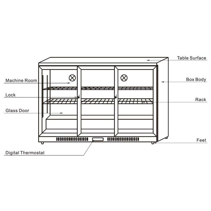 業務品質冷蔵庫ガラスドア3枚スライドアンダーカウンターブラック黒バーカフェキングスボトルKingsBottleKBU330SC53"CommercialGradeBackBarFridgewithTripleSlidingGlassDoor家電