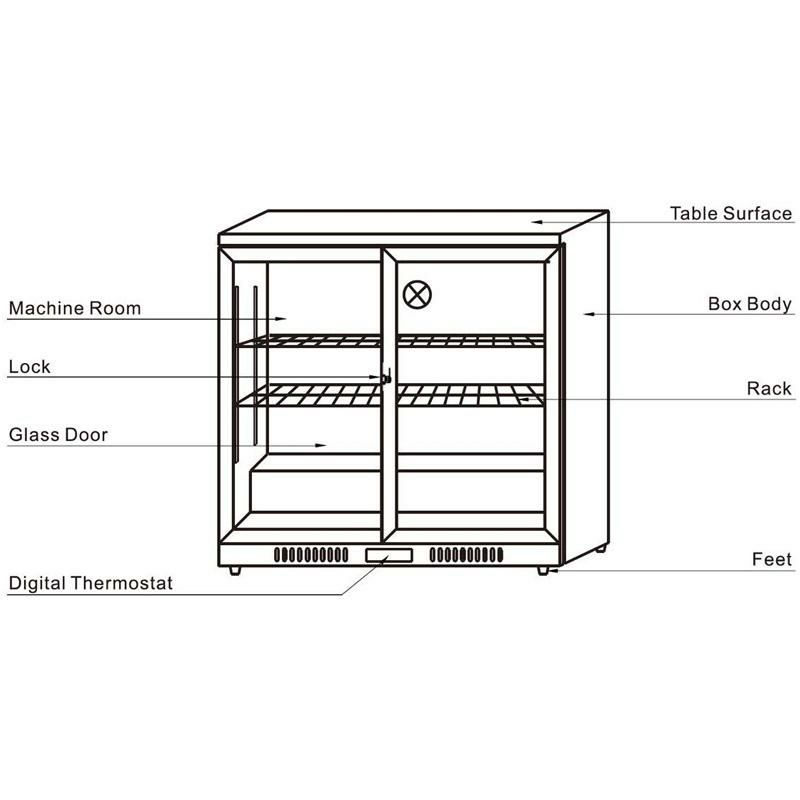 業務品質冷蔵庫ガラスドア2枚スライドアンダーカウンターブラック黒バーカフェキングスボトルKingsBottleKBU208SC36"CommercialGradeBackBarFridgewithDoubleSlidingGlassDoo家電