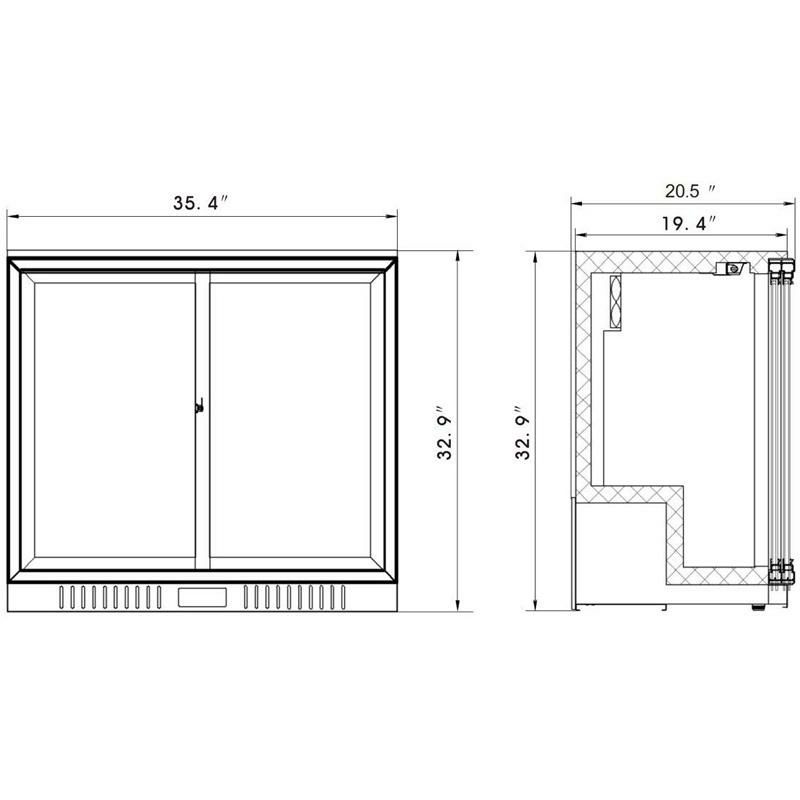 業務品質冷蔵庫ガラスドア2枚スライドアンダーカウンターブラック黒バーカフェキングスボトルKingsBottleKBU208SC36"CommercialGradeBackBarFridgewithDoubleSlidingGlassDoo家電