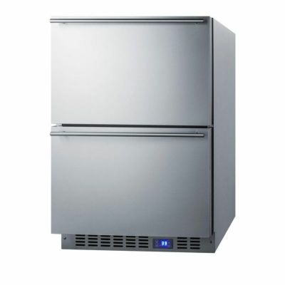 冷蔵庫 屋内／屋外用 引き出し式 2段 ビルトイン ステンレス 135L Summit ADRD24 幅59cm Built In 2-Drawer  Undercounter Refrigerator with 4.8 Cu. Ft. Capacity, Indoor/Outdoor  Compatible, and Energy Star Certfied 【代引不可】 | アルファエスパス