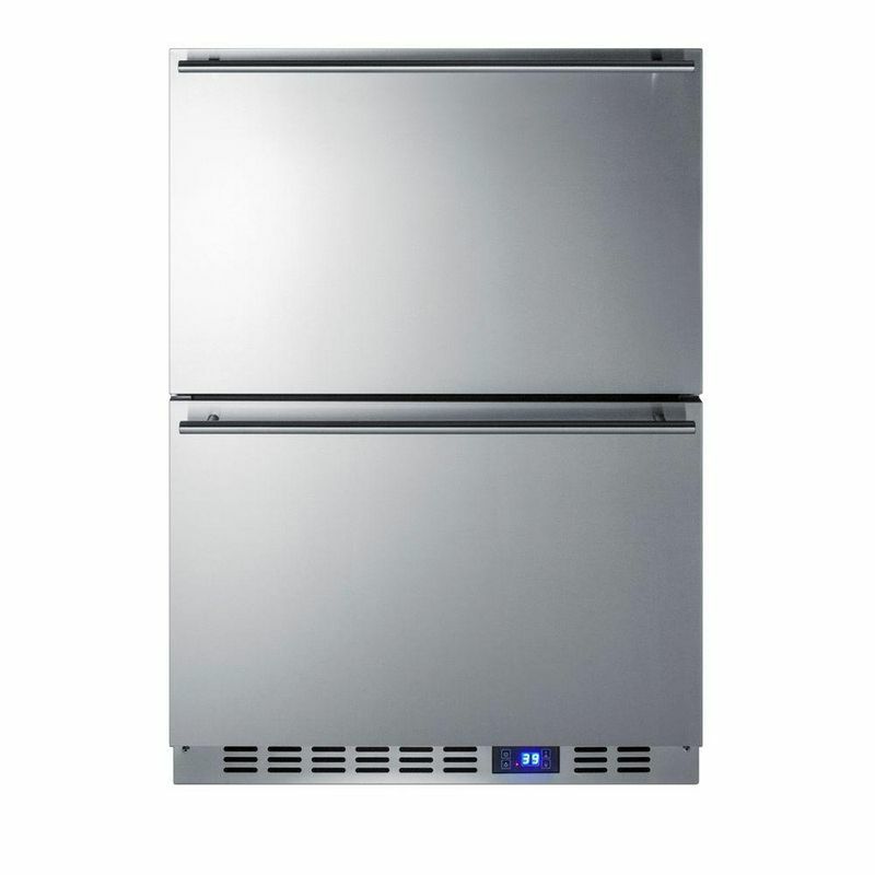 屋外用 冷蔵庫 2段式 引き出し ビルトイン アンダーカウンター 96L ステンレス Summit Appliance 24 in. 3.4 cu.  ft. Outdoor Refrigerator Drawer in Stainless Steel SPR627OS2D 家電【代引不可】 |  アルファエスパス