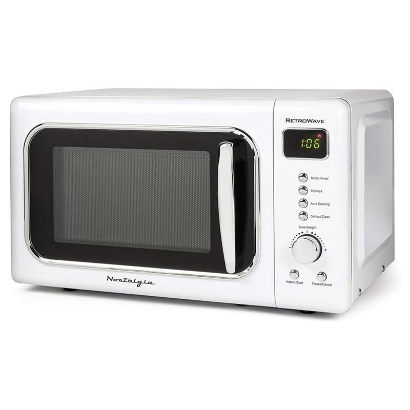 電子レンジホワイト白ノスタルジアレトロNostalgiaCLMO7WHClassicRetro0.7Cu.Ft.700-WattCountertopMicrowaveOvenWithLEDDisplay,5PowerLevels,8CookSettings,White家電