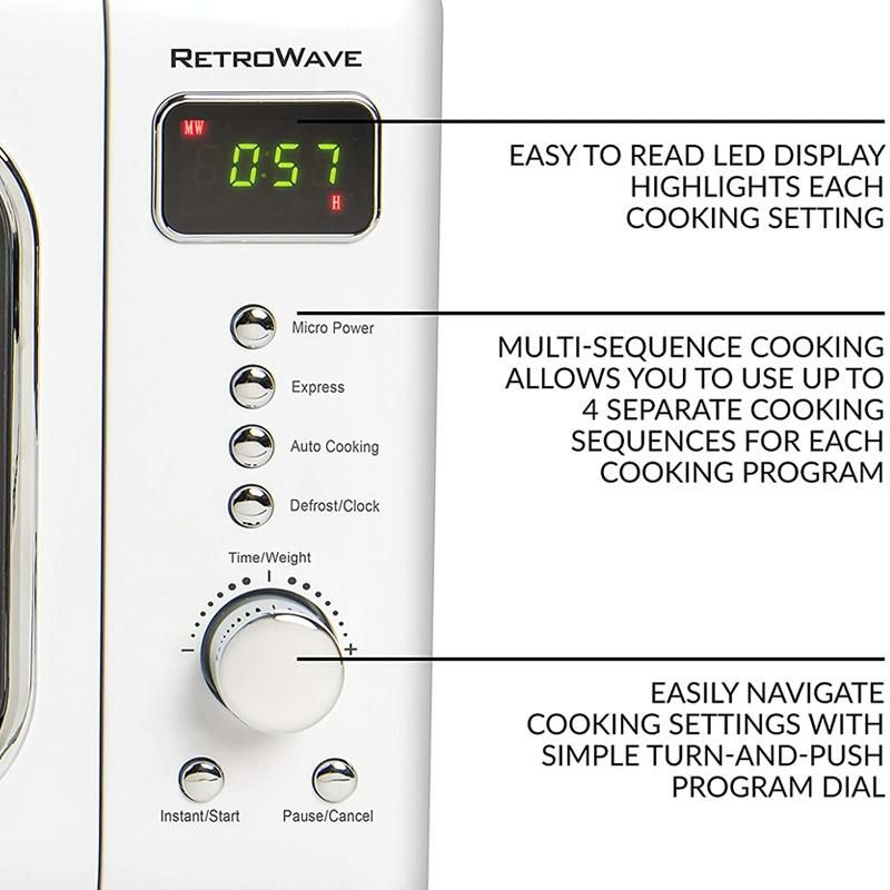 電子レンジホワイト白ノスタルジアレトロNostalgiaCLMO7WHClassicRetro0.7Cu.Ft.700-WattCountertopMicrowaveOvenWithLEDDisplay,5PowerLevels,8CookSettings,White家電