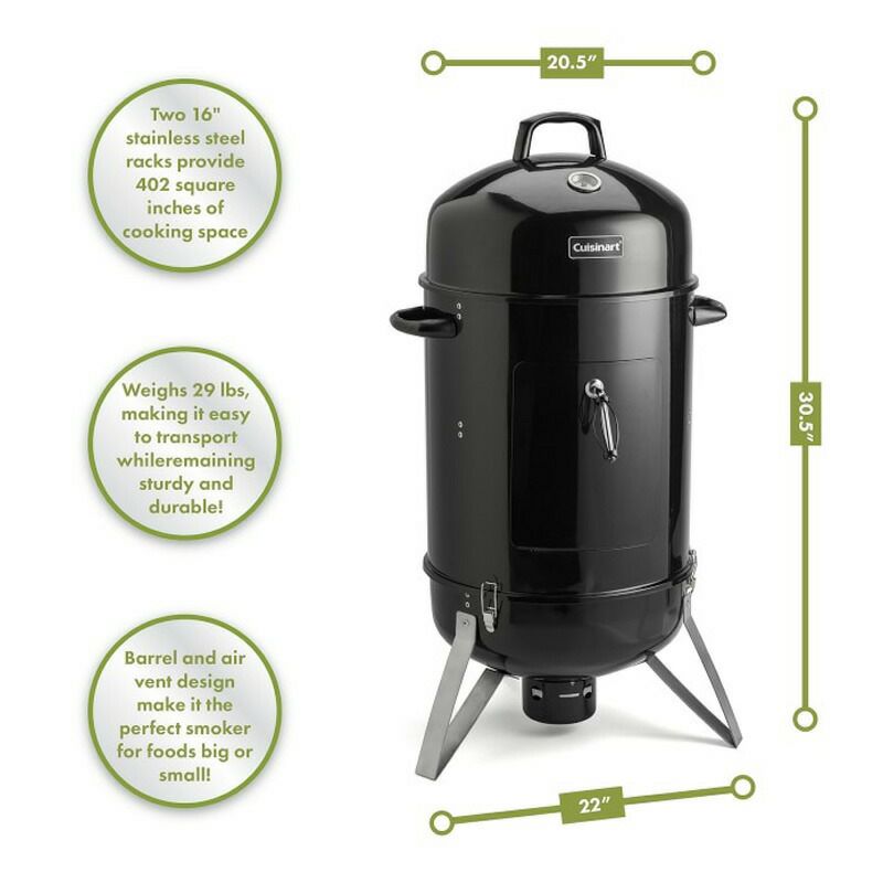 燻製器40cmスモーカークイジナートスモーク本格くんせいCuisinartVertical16"CharcoalSmoker