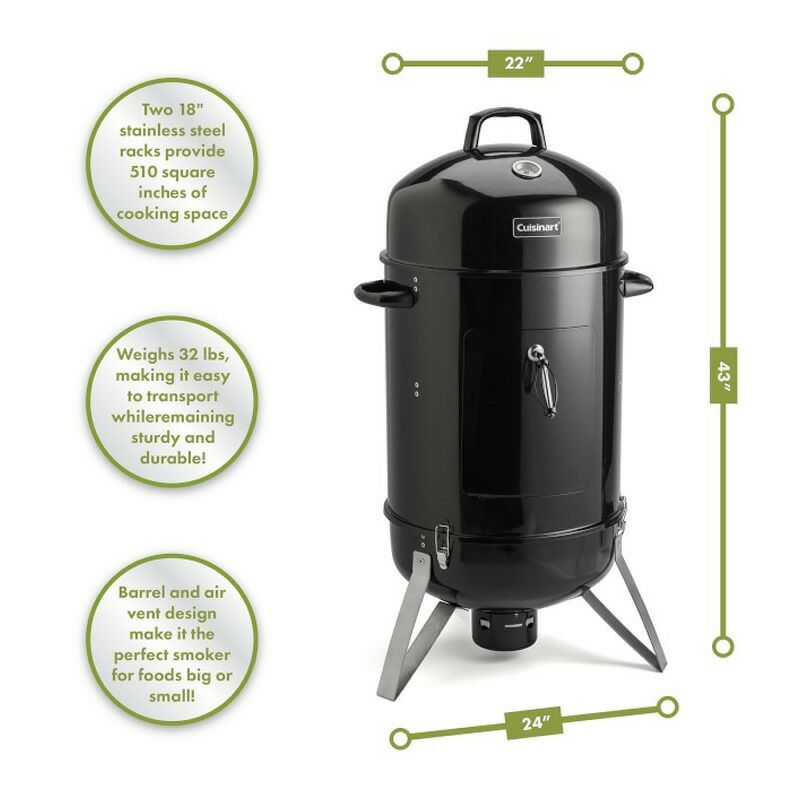 燻製器45cmスモーカークイジナートスモーク本格くんせいCuisinartVertical18"CharcoalSmoker