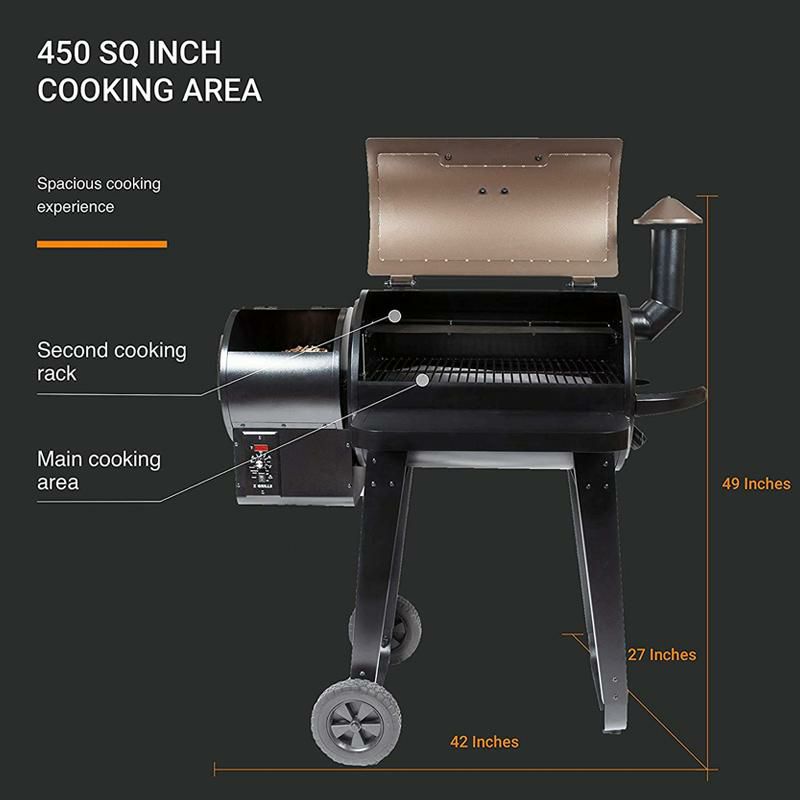 ペレット用グリル電気スモーカー燻製機温度調節バーベキューローストベイクZGrillsZPG-450AWoodPelletGrill&Smoker,6in1BBQGrillAutoTemperatureControl,450sqinchCookingArea,Bronze&BlackCoverIncluded家電