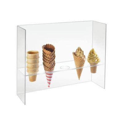 アイスクリームコーン ホルダー アクリル 5ホール Cal-Mil 394 Five Cone Ice Cream Cone Holder with Sneeze Guard