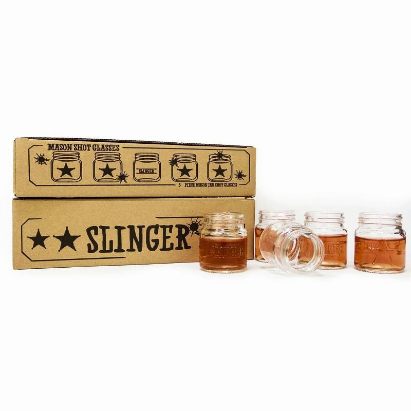 スリンガ メイソンジャーショットグラス 蓋付 5個セット THE SLINGER - 5 Mason Jar Shot Glasses with  Lids | アルファエスパス