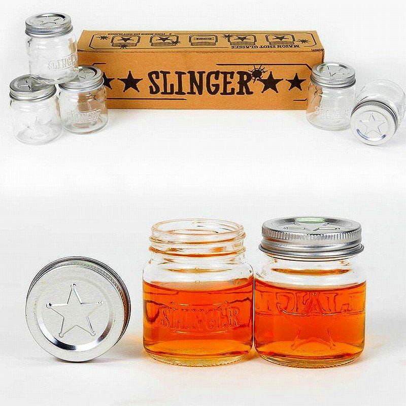 スリンガ メイソンジャーショットグラス 蓋付 5個セット THE SLINGER - 5 Mason Jar Shot Glasses with  Lids | アルファエスパス