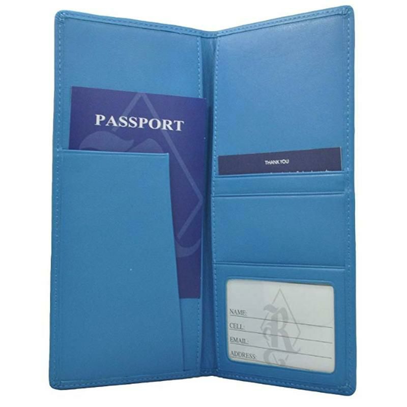革製パスポートケースロイスブルーLeatherTicketandPassportHoldersOceanBlue