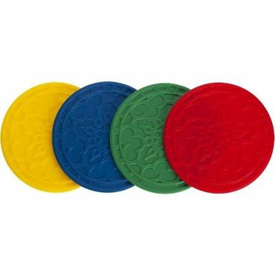 ル・クルーゼ シリコン・コースター4枚 (赤・青・黄・緑)<br> Le Creuset Silicone French Coasters, Multi-Colored, Set of 4 FB511-MC