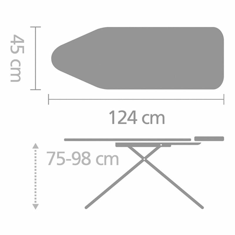 ブラバンシアアイロン台高さ調節可BrabantiaIroningBoardwithSteamIronRestandLinenRack,SizeC,Wide-EcruCover