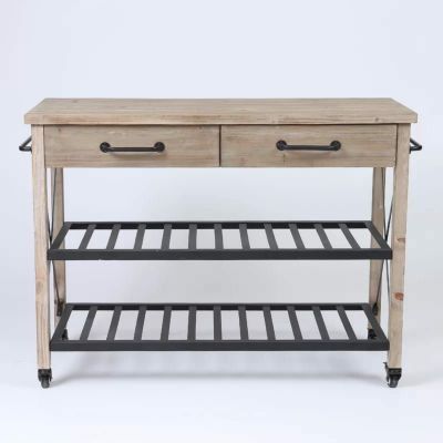 アンティーク レトロ バーカート 2段 木製 引き出し付 Adelbert 2 Drawer Bar Cart Trent Austin Design