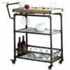 レトロバーカート3段グラスホルダー付OakfieldBarCart