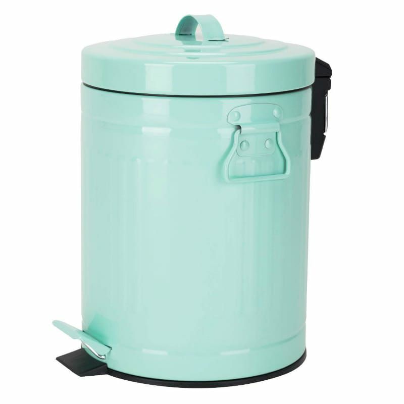 レトロビンテージトラッシュカンゴミ箱12LパステルMintGreenTrashCanwithLid,BathroomBedroomKitchenGarbageCan,RoundWasteBinSoftClose,RetroVintageMetalGarbageBinForOffice,12Liter/3Gallon