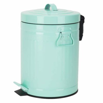 レトロ ビンテージ トラッシュカン ゴミ箱 レトロ 蓋付 5L Trash Can with Lid Round Waste Bin Soft Close, Retro Vintage Metal Garbage Bin