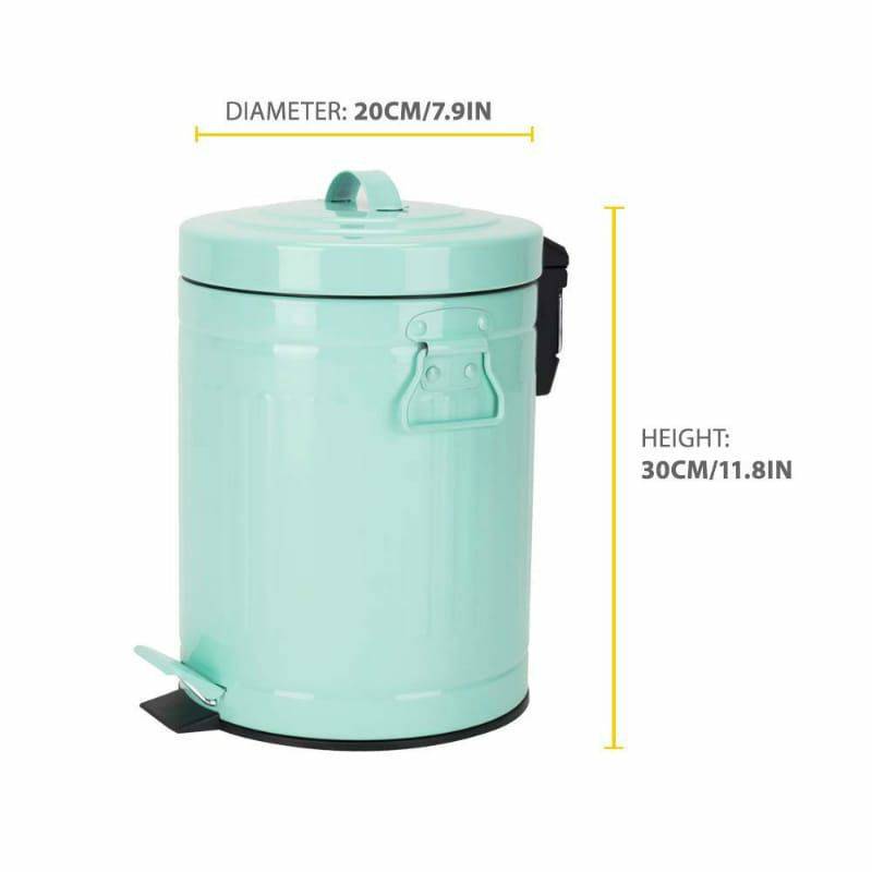 レトロビンテージトラッシュカンゴミ箱12LパステルMintGreenTrashCanwithLid,BathroomBedroomKitchenGarbageCan,RoundWasteBinSoftClose,RetroVintageMetalGarbageBinForOffice,12Liter/3Gallon