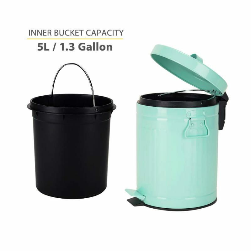 レトロビンテージトラッシュカンゴミ箱12LパステルMintGreenTrashCanwithLid,BathroomBedroomKitchenGarbageCan,RoundWasteBinSoftClose,RetroVintageMetalGarbageBinForOffice,12Liter/3Gallon