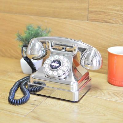 アメリカクロスリーケトルクラシックデスク電話プッシュボタン式クロムCrosleyCR62-BCKettleClassicDeskPhonewithPushButtonTechnology,BrushedChrome