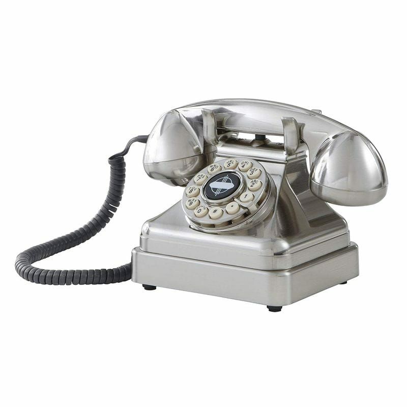 アメリカクロスリーケトルクラシックデスク電話プッシュボタン式クロムCrosleyCR62-BCKettleClassicDeskPhonewithPushButtonTechnology,BrushedChrome