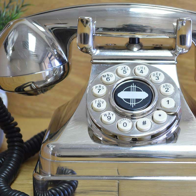 アメリカクロスリーケトルクラシックデスク電話プッシュボタン式クロムCrosleyCR62-BCKettleClassicDeskPhonewithPushButtonTechnology,BrushedChrome