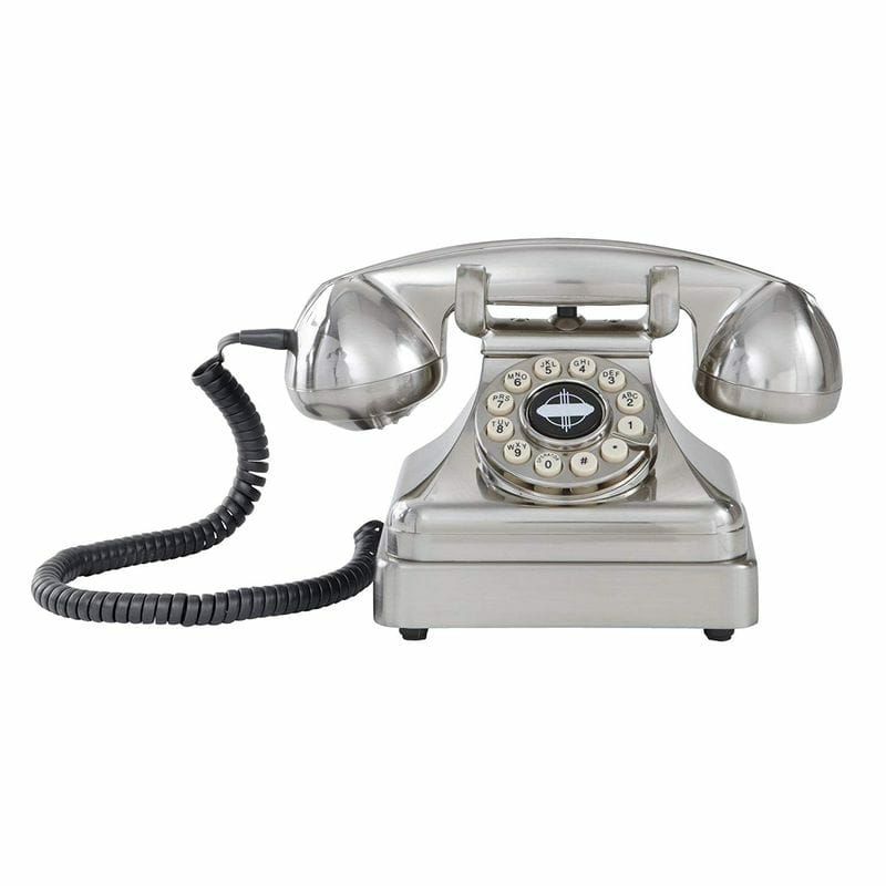 アメリカクロスリーケトルクラシックデスク電話プッシュボタン式クロムCrosleyCR62-BCKettleClassicDeskPhonewithPushButtonTechnology,BrushedChrome