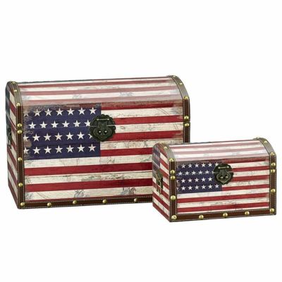 トランク アメリカ国旗 真鍮 ストレージ ボックス 箱 2個セット