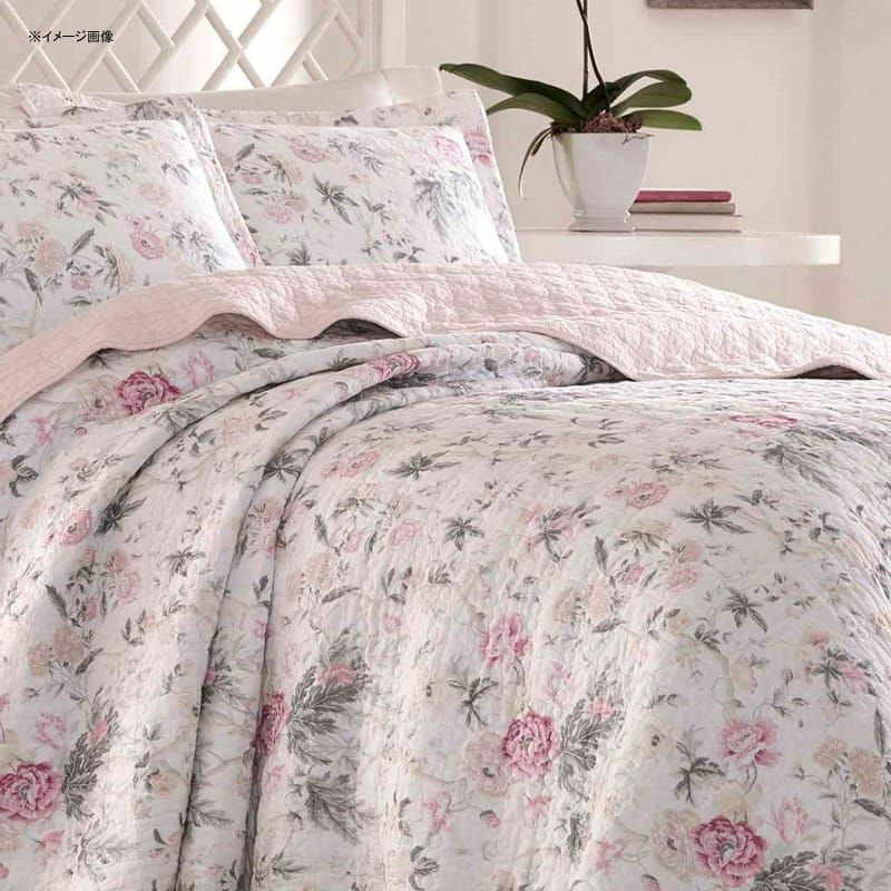 ローラアシュレイコットンリバーシブルキルト枕カバーセットフローラルピンク花柄LauraAshleyBreezyFloralPinkQuiltSet