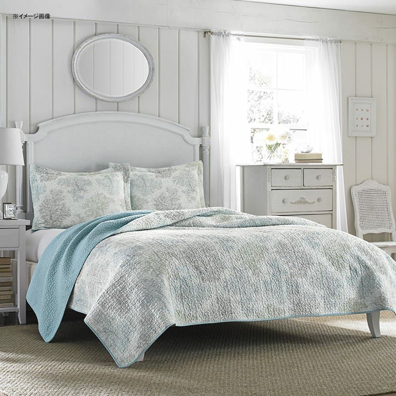 ローラアシュレイコットンリバーシブルキルト枕カバーセットソルトウォーターLauraAshleySaltwaterReversibleQuiltSet