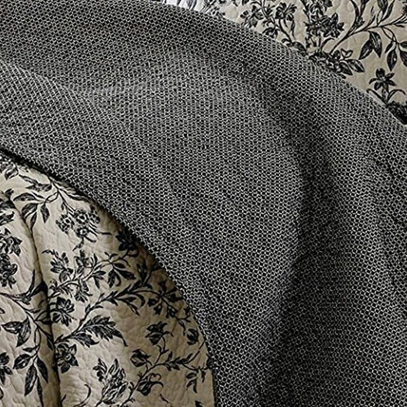 ローラアシュレイコットンリバーシブルキルト枕カバーセットアンバーリーグレー花柄LauraAshleyAmberleyQuiltSet,Black