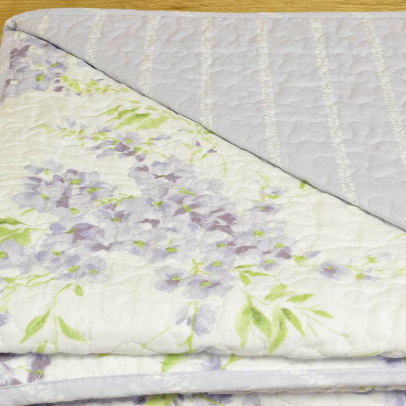 ローラアシュレイ コットン リバーシブル キルト 枕カバーセット ライラック 薄紫 パープル Laura Ashley 221051 Keighley  Lilac Quilt Set | アルファエスパス