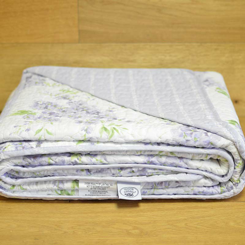 ローラアシュレイ コットン リバーシブル キルト 枕カバーセット ライラック 薄紫 パープル Laura Ashley 221051 Keighley  Lilac Quilt Set | アルファエスパス