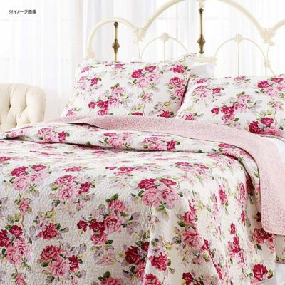 ローラアシュレイ キルト 枕カバーセット 花柄 バラ ピンク リバーシブル コットン リディア Laura Ashley Lidia Quilt Set, Pink