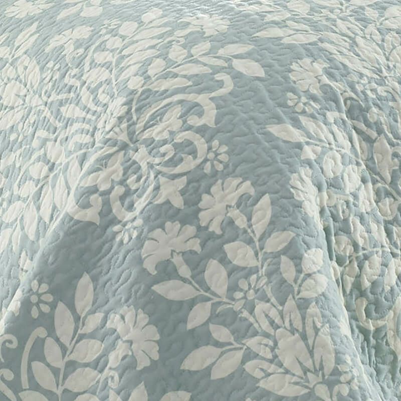 ローラアシュレイキルト枕2個セットリバーシブルコットン花柄ブルーホワイトLauraAshleyRowlandBlueQuiltSet
