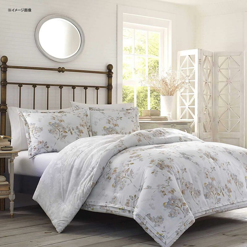 ローラアシュレイコットンリバーシブル掛け布団枕2個セット花柄ナチュラルLauraAshleyLoreneComforterSet,Natural