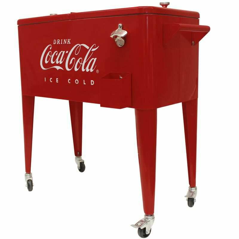 コカコーラカート型クーラーボックスキャスター付オープナー付レトロLeighCountry60Qt.Coca-ColaEmbossedIceColdCoolerUTG1244