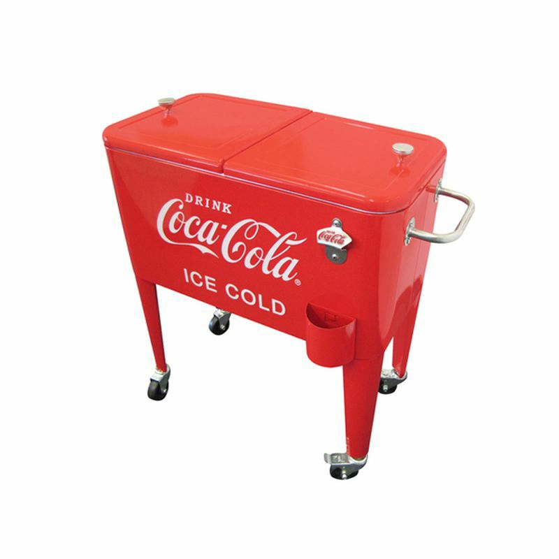 コカコーラ カート型 クーラーボックス 57L キャスター付 オープナー付 レトロ Leigh Country CP 98108 Retro  Metal Coca-Cola Cooler, 60 Quart | アルファエスパス