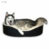 LargeMadeInAmericaDogBedKingCuddlerNestBed.Black/ImitationLambswool.OutsideDim.33x23x7