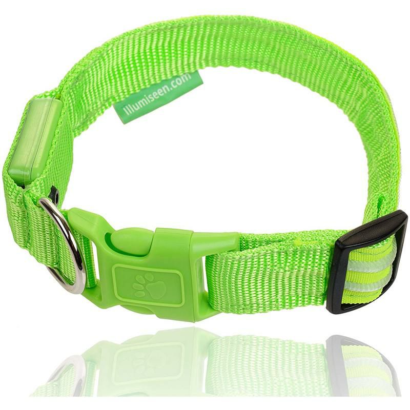 LEDライト付犬用首輪充電式光る夜間ペットIllumiseenLEDDogCollar-USBRechargeable-Availablein6Colors&6Sizes-MakesYourDogVisible,Safe&Seen