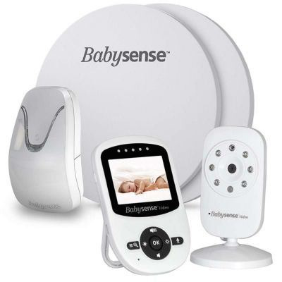 ベビーモニター 室温アラート 2倍デジタルズーム 高感度センサーバッド 赤ちゃん<br> New Model - Babysense Video & Baby Movement Monitor - Bundle Pack - Babysense Video Baby Monitor V24 with Babysense 7 Under-The-Mattress Baby Movement Monitor - 2 in 1 家電