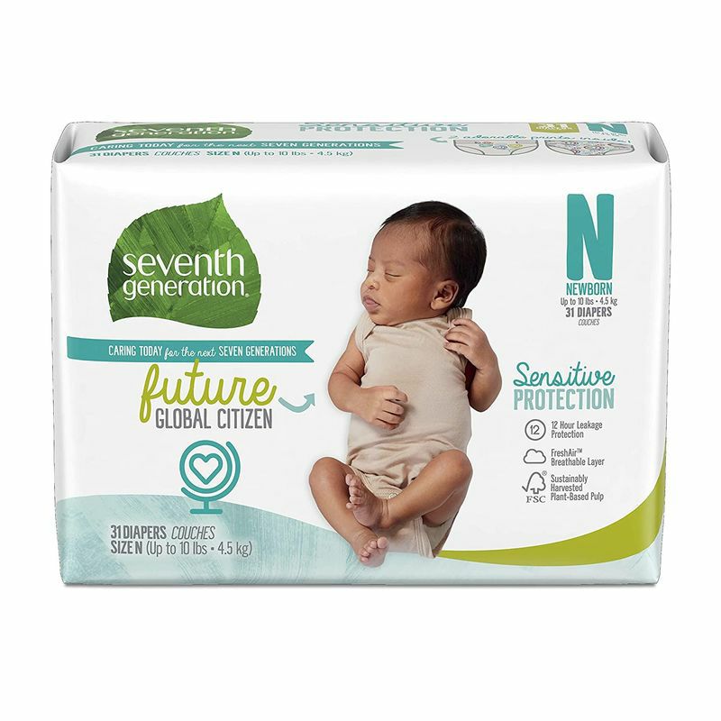 セブンスジェネレーション新生児用オムツ144枚敏感肌SeventhGenerationBabyDiapers,Free&ClearforSensitiveSkinwithAnimalPrints,Newborn,144count