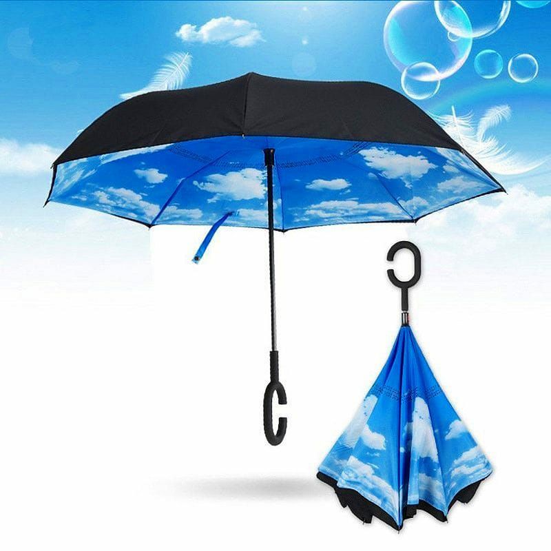 逆さ傘カサ晴雨兼用NEWBRELLAsUniqueInvertedDripFreeVehicleReflectiveStripSafetyCarUmbrella-Anti-uvSunAndRainUmbrellas-Auto-close【RCP】