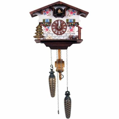 ブラック フォレスト ジャーマン クークー クロック ホワイトフラワー<br> Black Forest German Cuckoo Clock with White Flowers